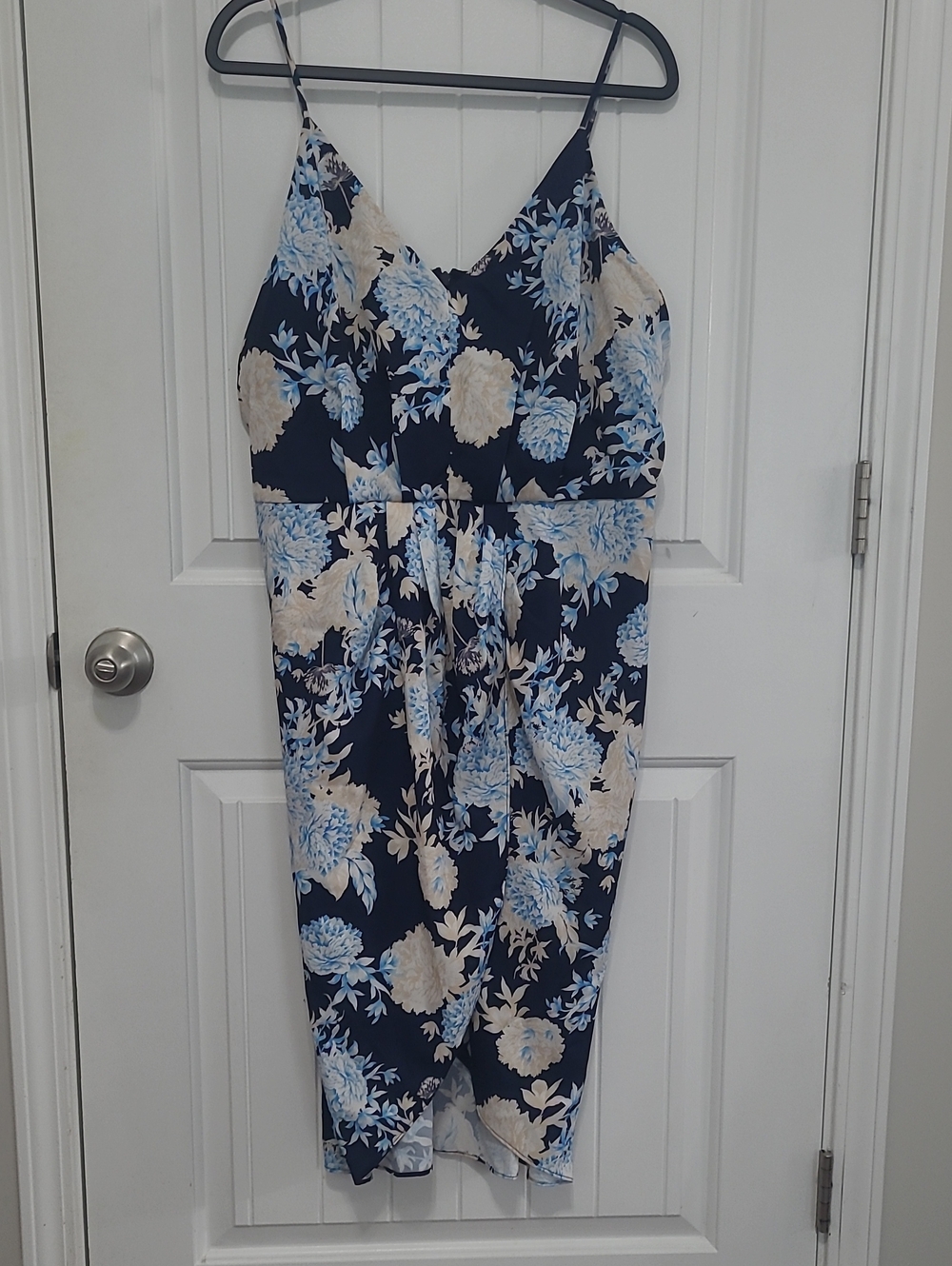 Chelsea28 Navy Slip Midi Dress with Blue and Cream Floral Print